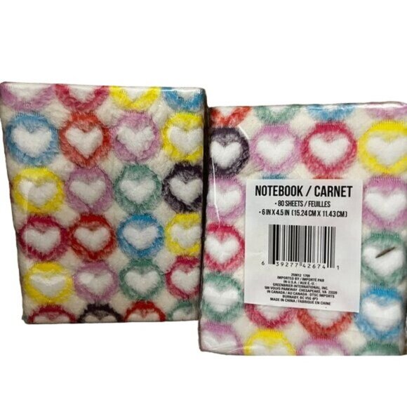 Bundle of 2 Fuzzy Hearts Notepads 80 Pages Multi Color Fuzzy - Picture 5 of 11